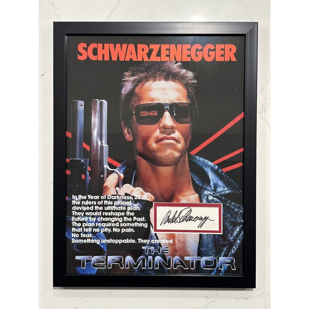 ARNOLD SCHWARZENEGGER SIGNED AUTOGRAPHED THE TERMINATOR FRAMED 12x16 CUT